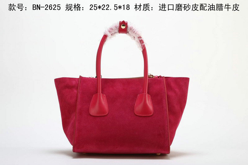 2014 Prada Suede Leather Tote Bag BN2625 rosered